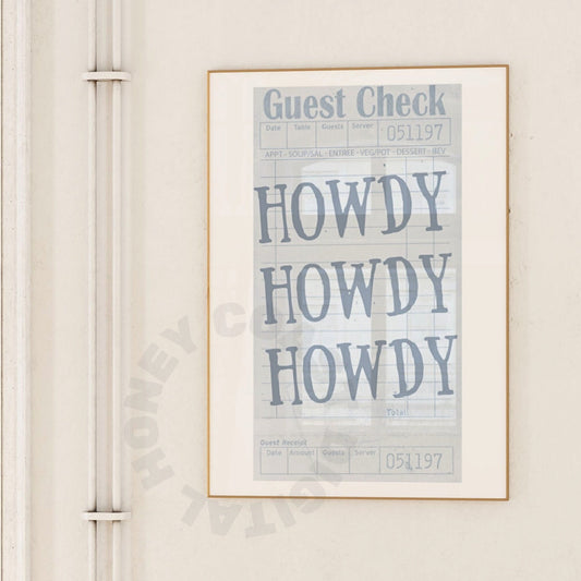 Coastal Blue Howdy Guest Check Digital Prints