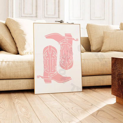 Pink Cowboy Boots Digital Prints