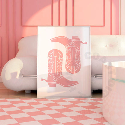 Pink Cowboy Boots Digital Prints