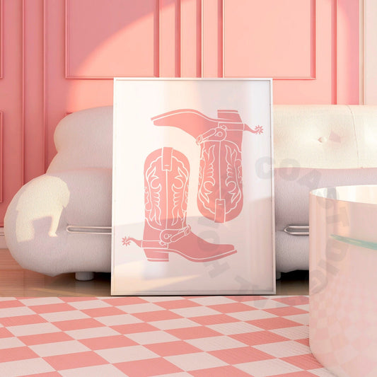 Pink Cowboy Boots Digital Prints