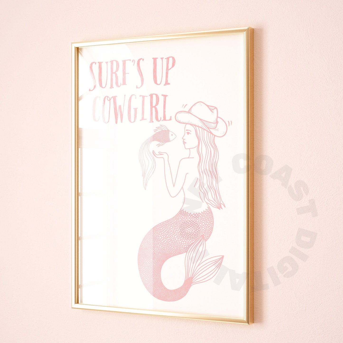 Pink Mermaid Cowgirl Digital Prints