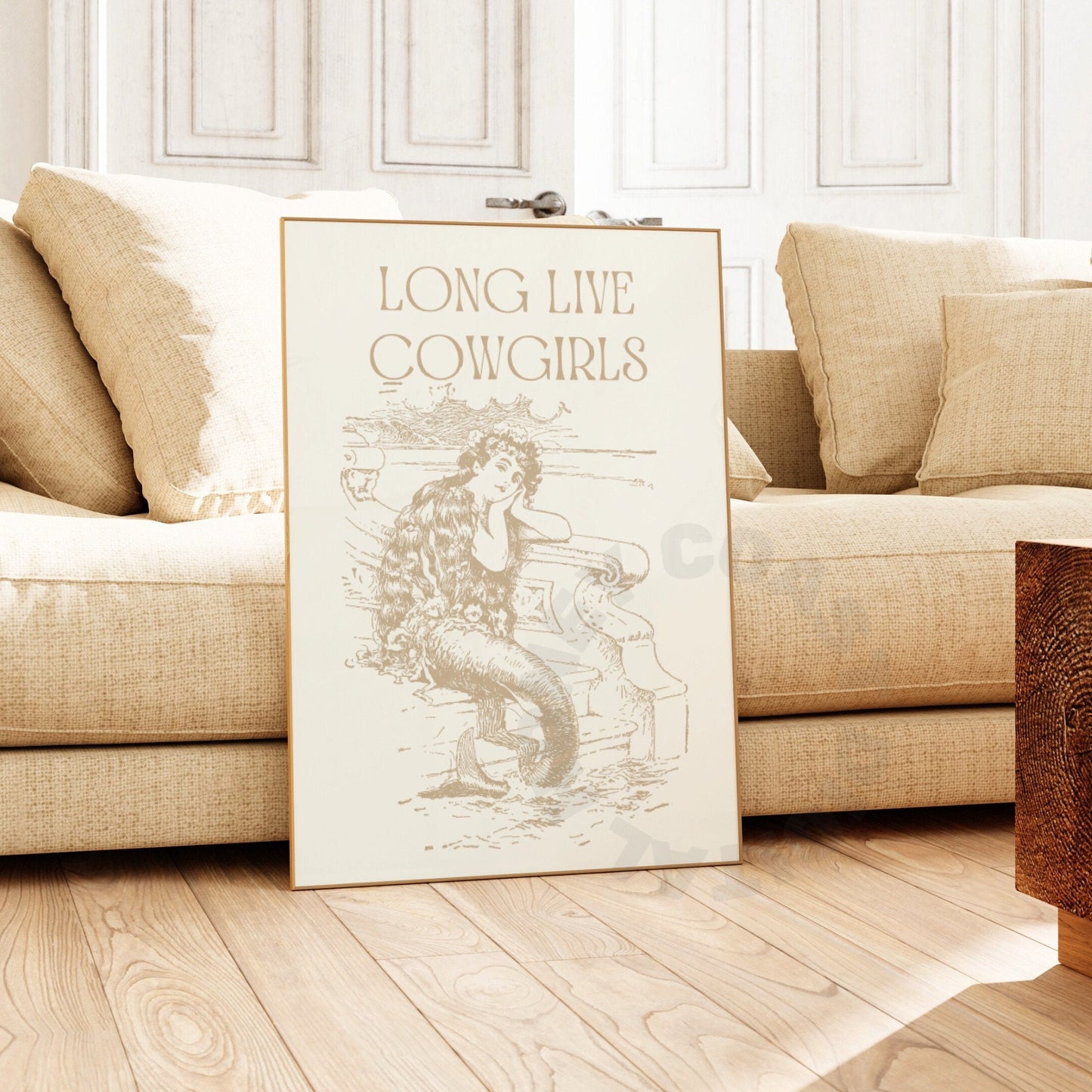 Beige Mermaid Cowgirl Digital Prints