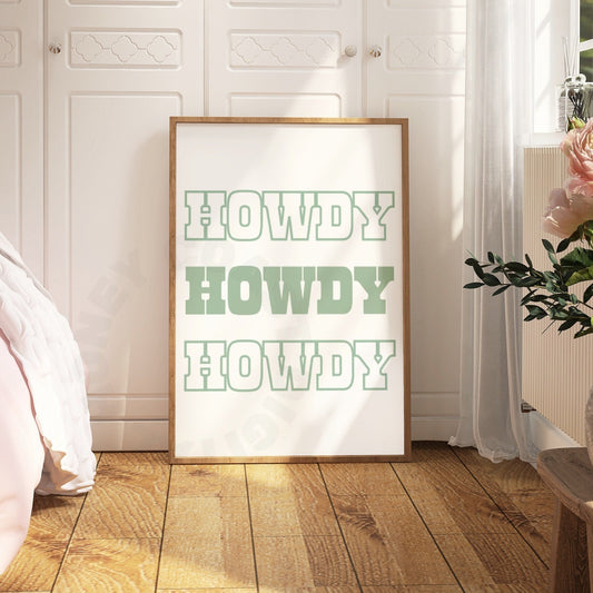 Sage Green Howdy Digital Prints