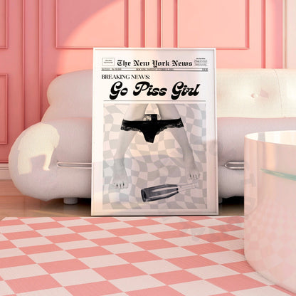 Monotone Go Piss Girl Newspaper Digital Prints