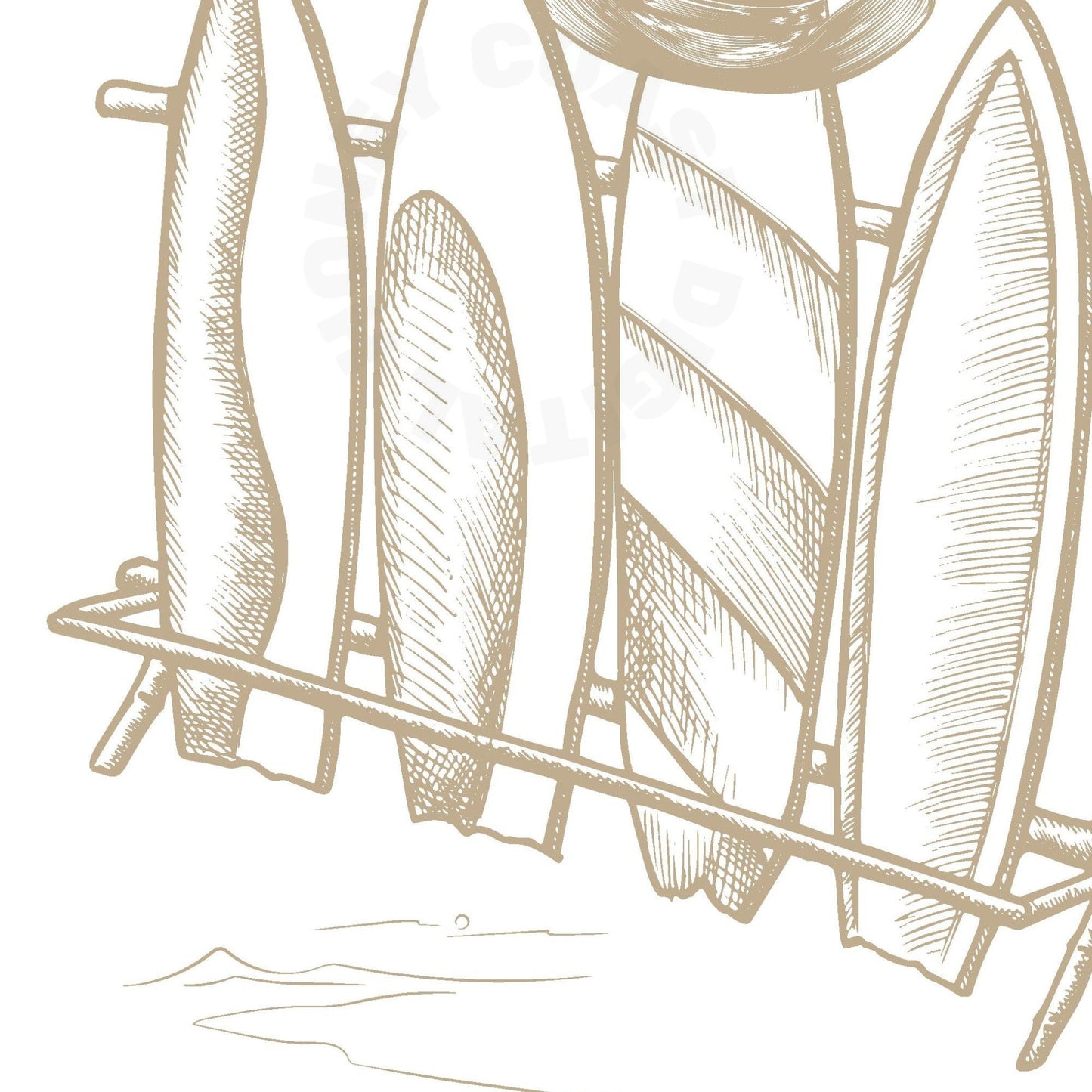 Beige Surf's Up Cowgirl Surfboards & Cowboy Hat Digital Prints
