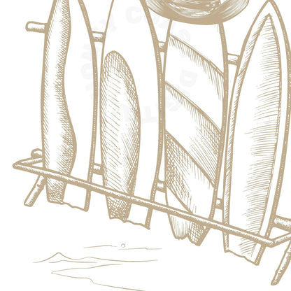 Beige Surf's Up Cowgirl Surfboards & Cowboy Hat Digital Prints