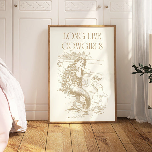 Beige Mermaid Cowgirl Digital Prints