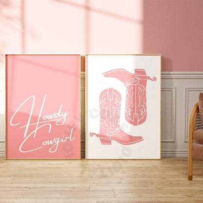 Pink Coastal Cowgirl Digital Prints, Set Of 2