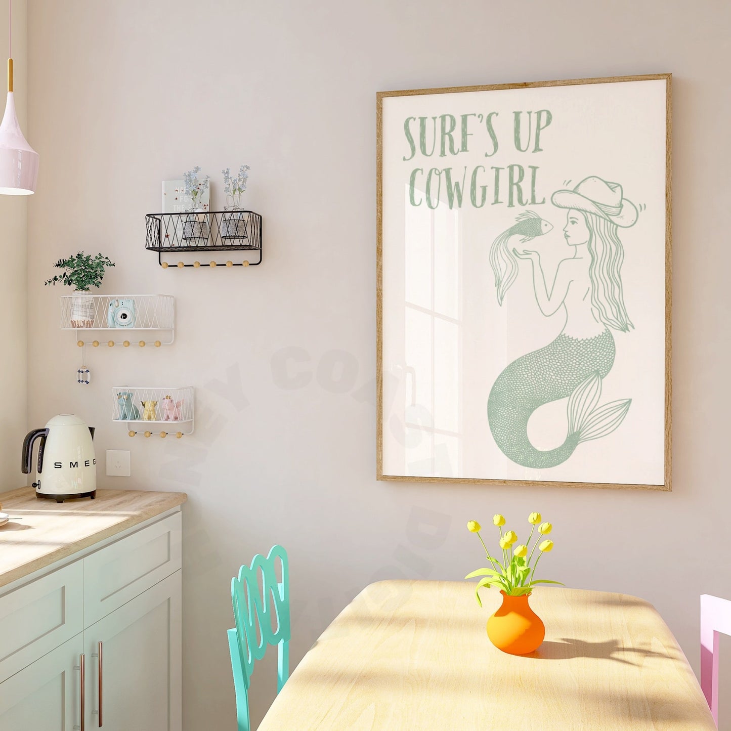 Sage Green Mermaid Cowgirl Digital Prints