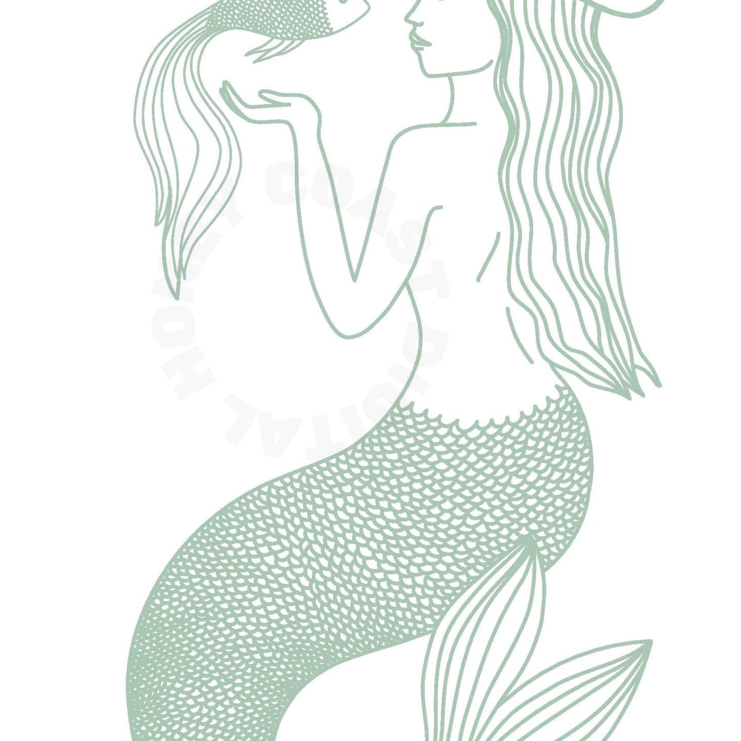 Sage Green Mermaid Cowgirl Digital Prints