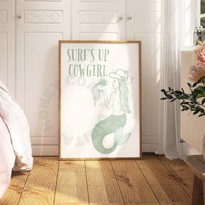 Sage Green Mermaid Cowgirl Digital Prints