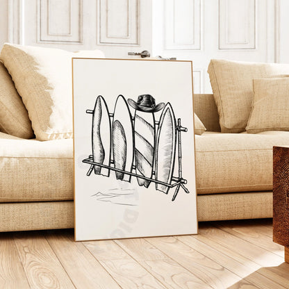 Monotone Surfboards & Cowboy Hat Digital Prints