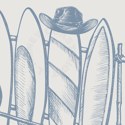 Coastal Blue Surfboards & Cowboy Hat Digital Prints