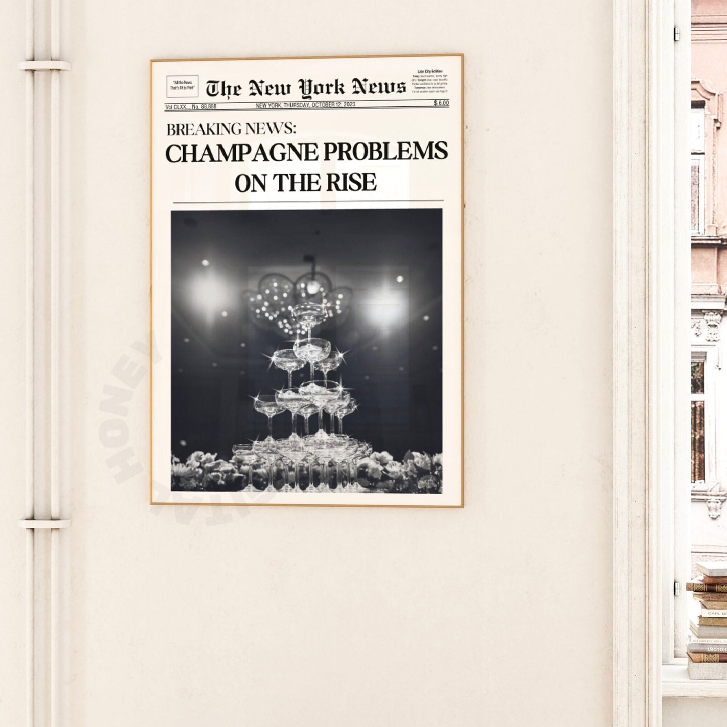 Champagne Problems Champagne Tower Newspaper Digital Prints
