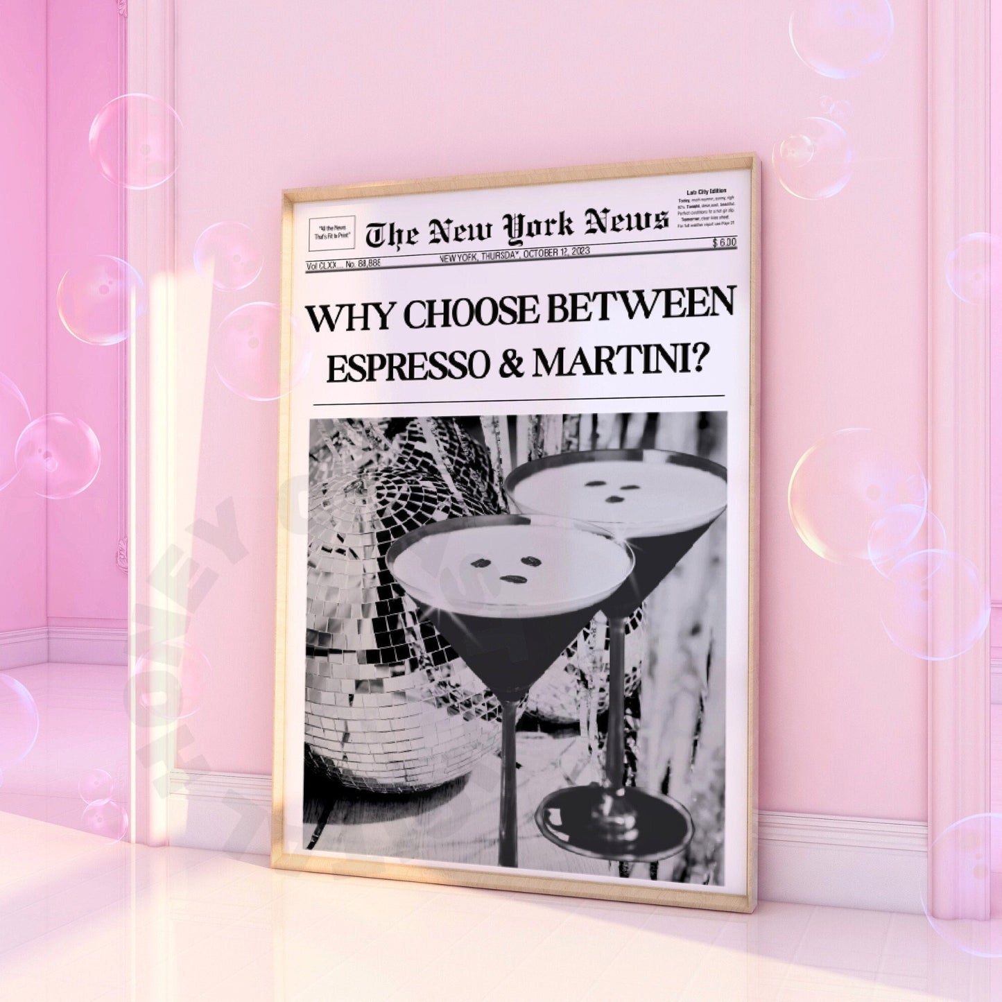 Espresso Martini Newspaper Digital Prints