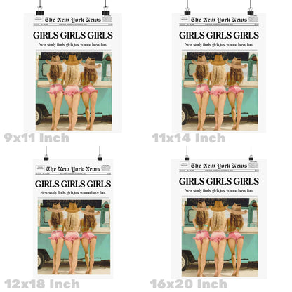 Girls Girls Girls Newspaper Poster