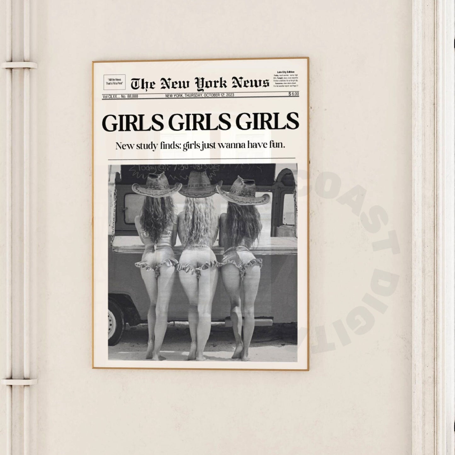 Monotone Girls Girls Girls News Newspaper Poster