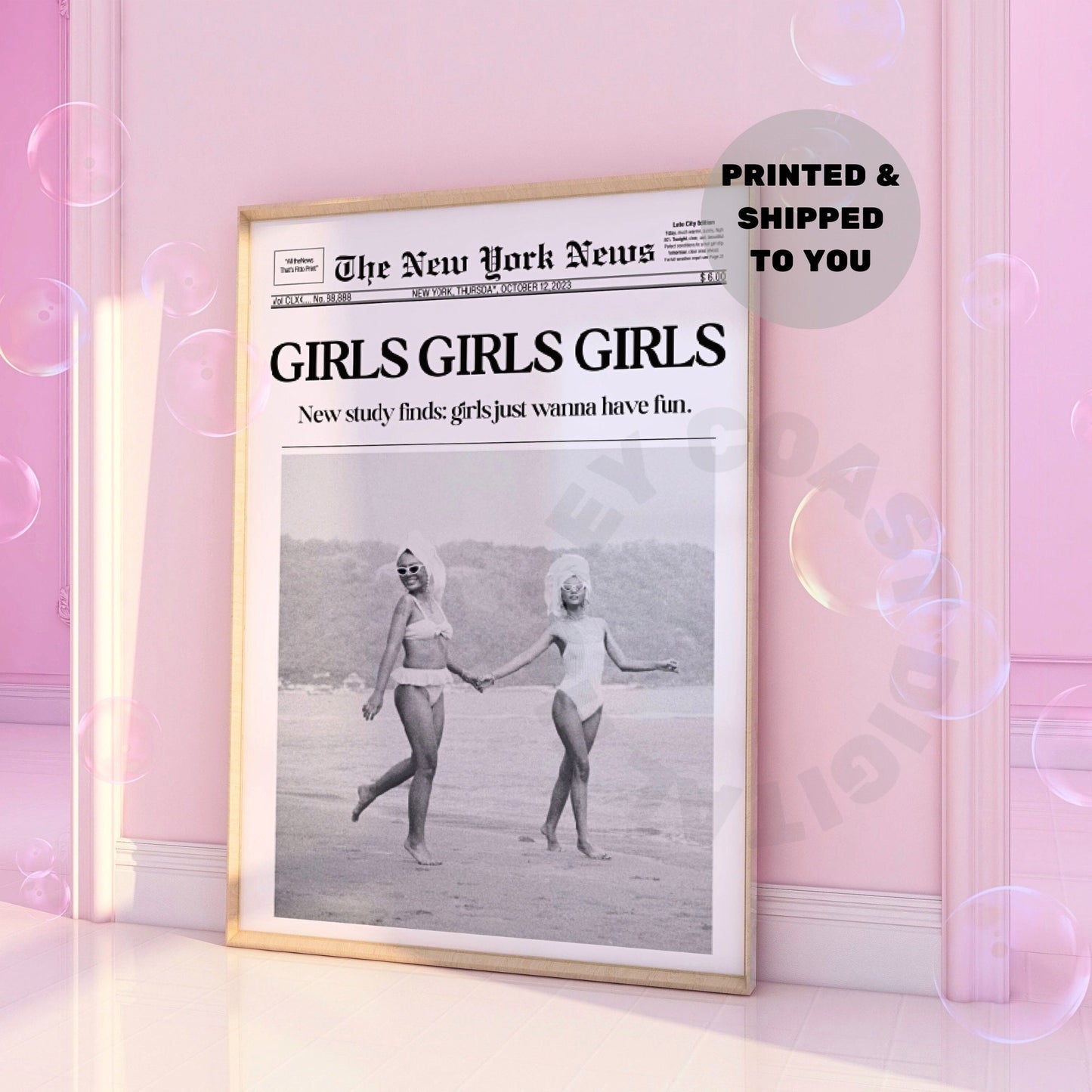 Monotone Girls Girls Girls Newspaper Poster