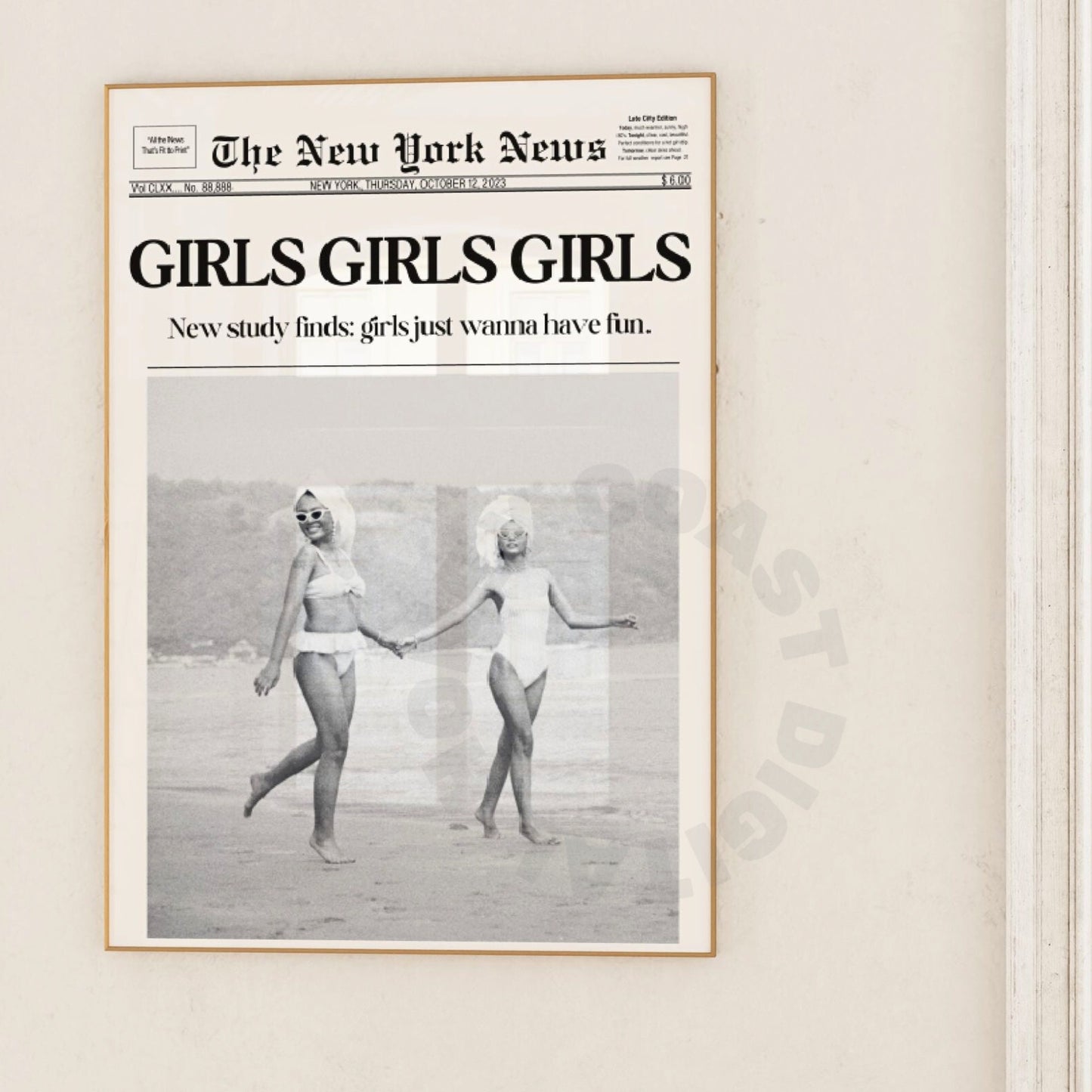 Monotone Girls Girls Girls Newspaper Poster