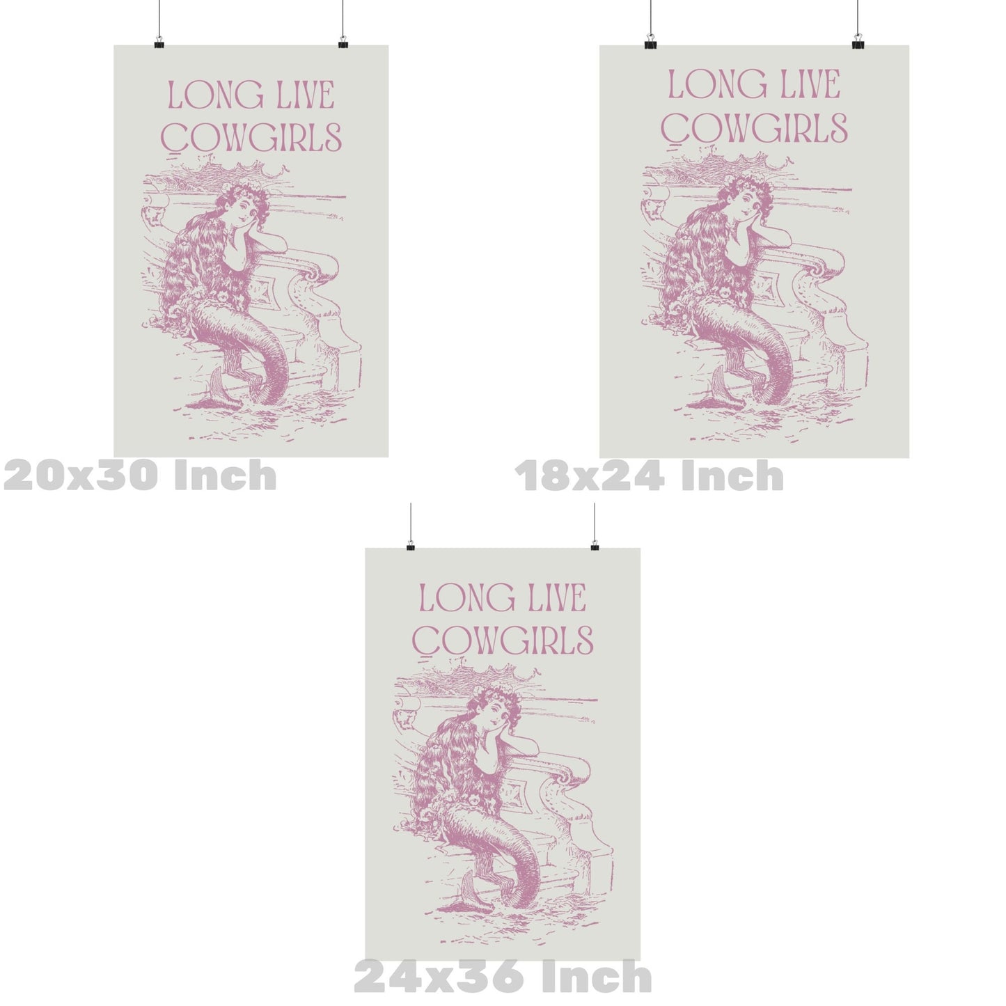 Pink Mermaid Cowgirl Poster