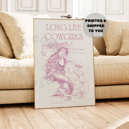 Pink Mermaid Cowgirl Poster