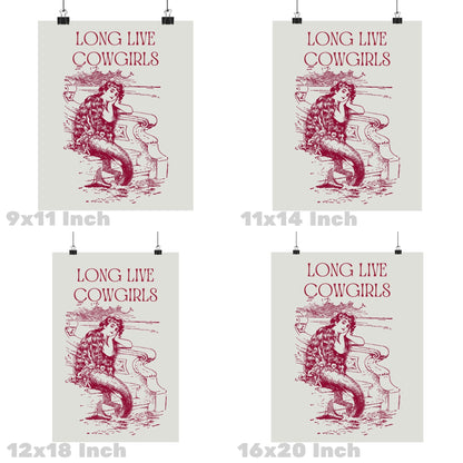 Red Mermaid Cowgirl Poster