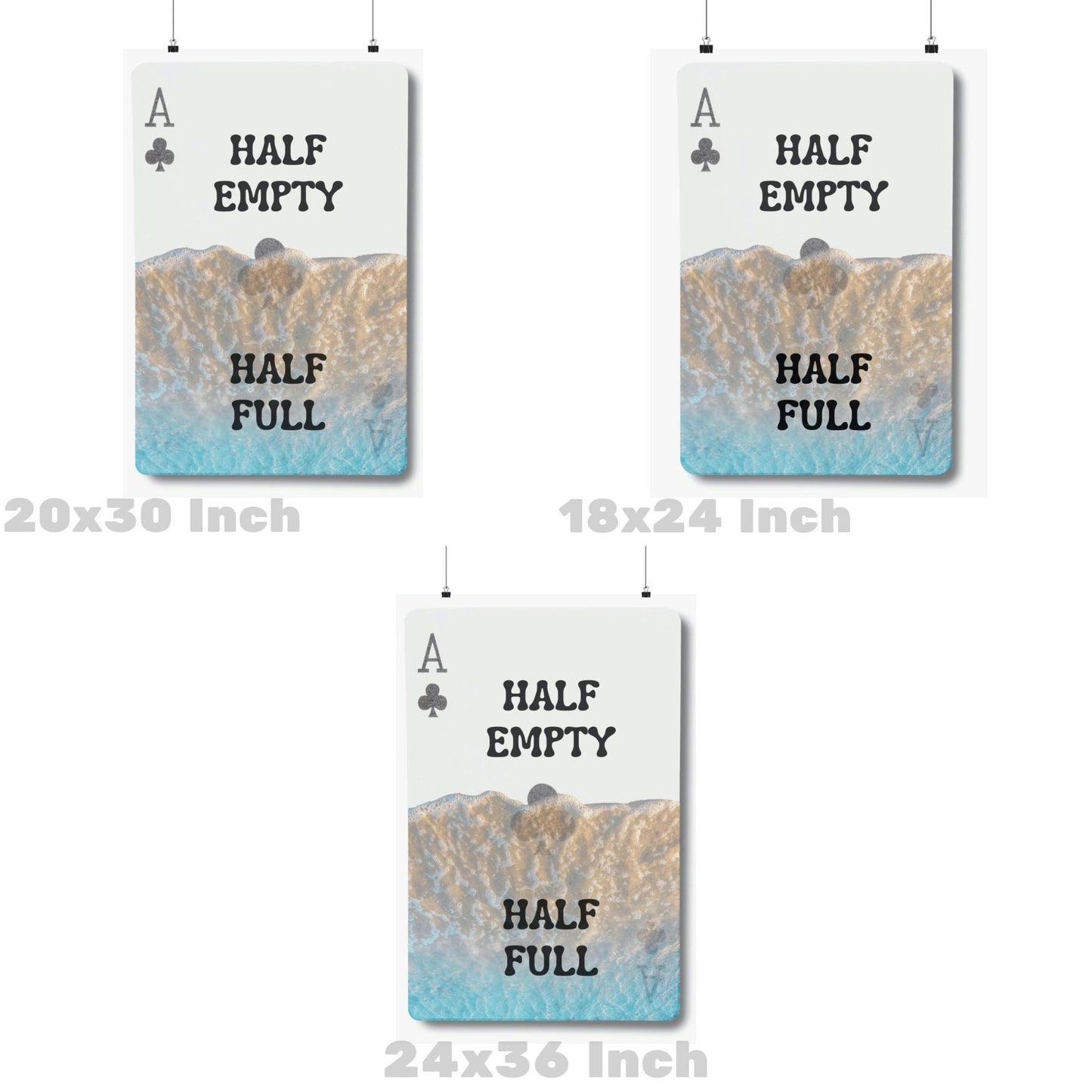 Half Full Half Empty Playing Card Poster