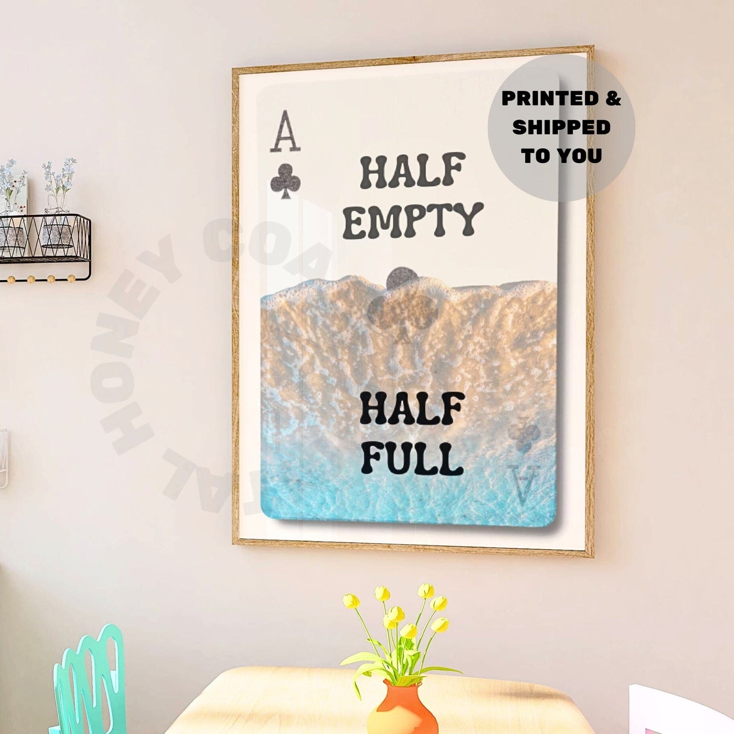 Half Full Half Empty Playing Card Poster