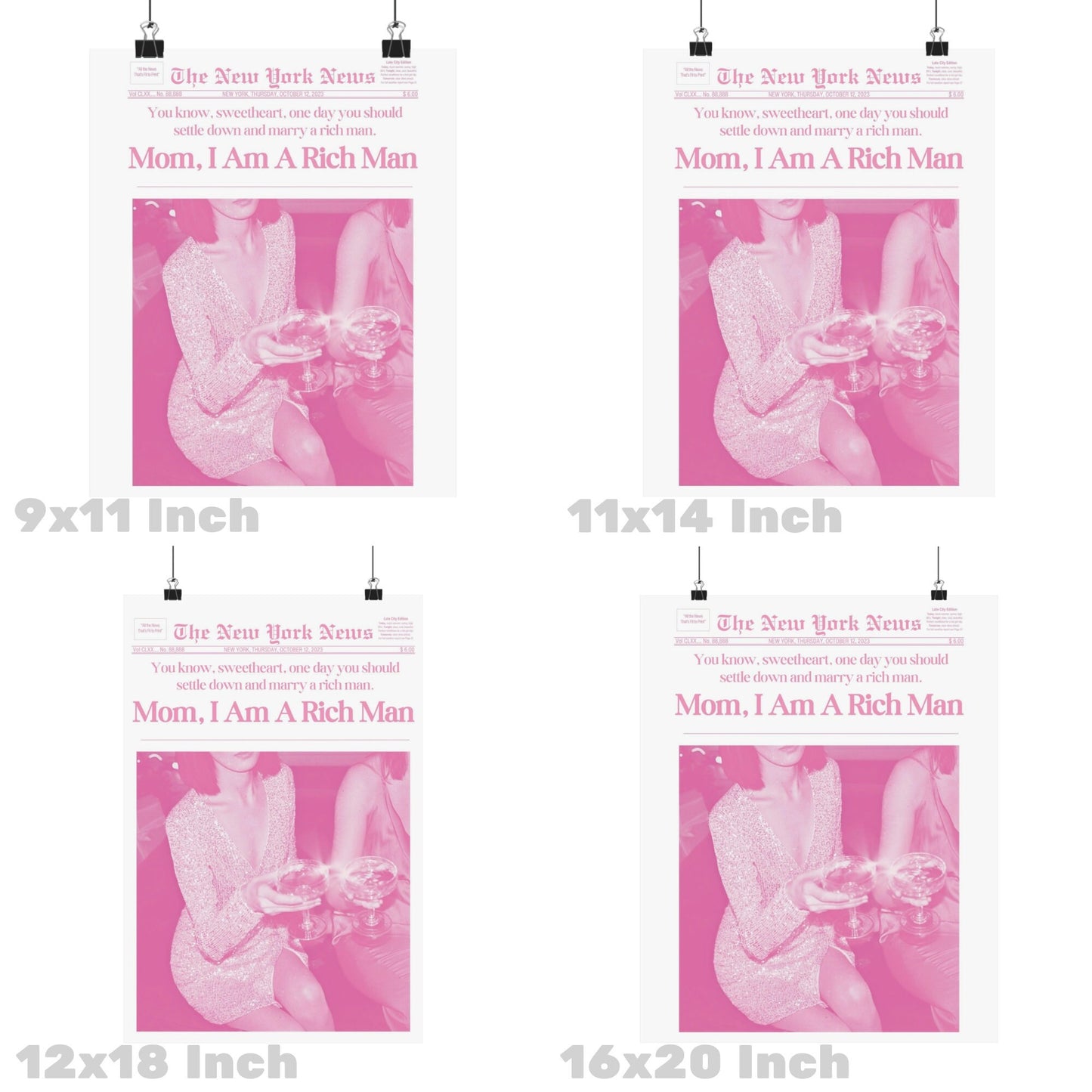 Pink Mom I Am A Rich Man Trendy Newspapers Poster