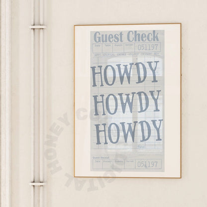 Coastal Blue Howdy Guest Check Poster