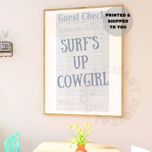 Surf's Up Cowgirl Guest Check Poster