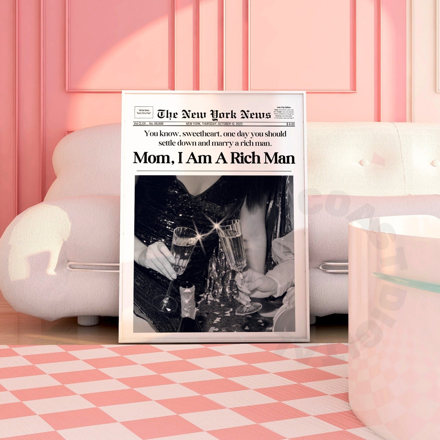 Mom I Am A Rich Man Newspapers Poster
