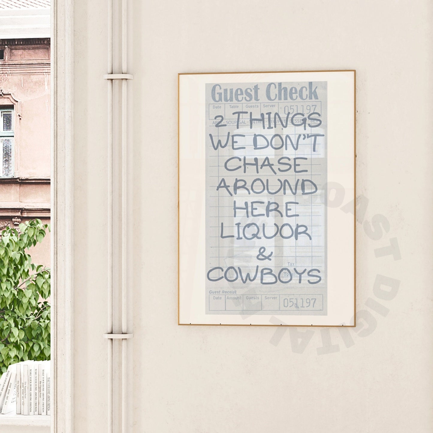 Liquor & Cowboys Coastal Blue Guest Check Poster