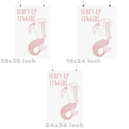 Pink Trendy Mermaid Cowgirl Poster