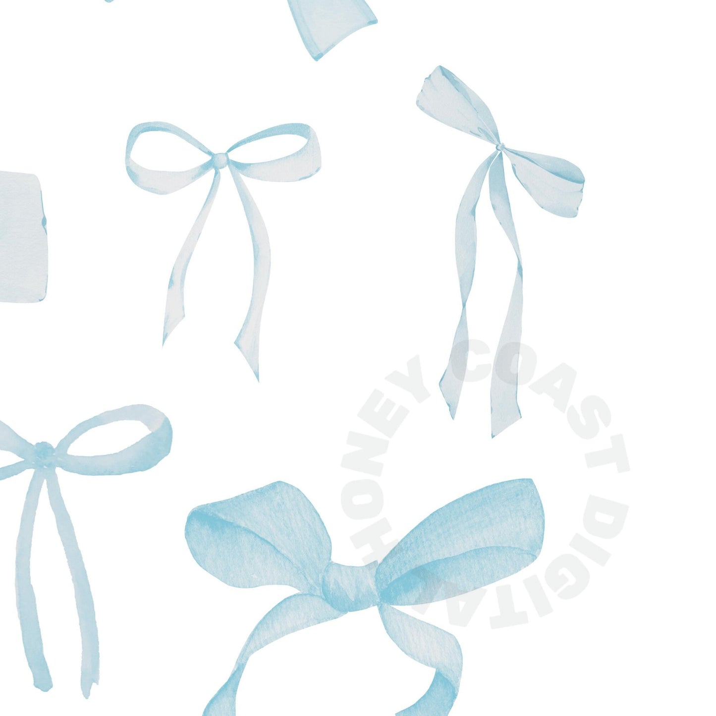 Blue Hair Bow Digital Prints