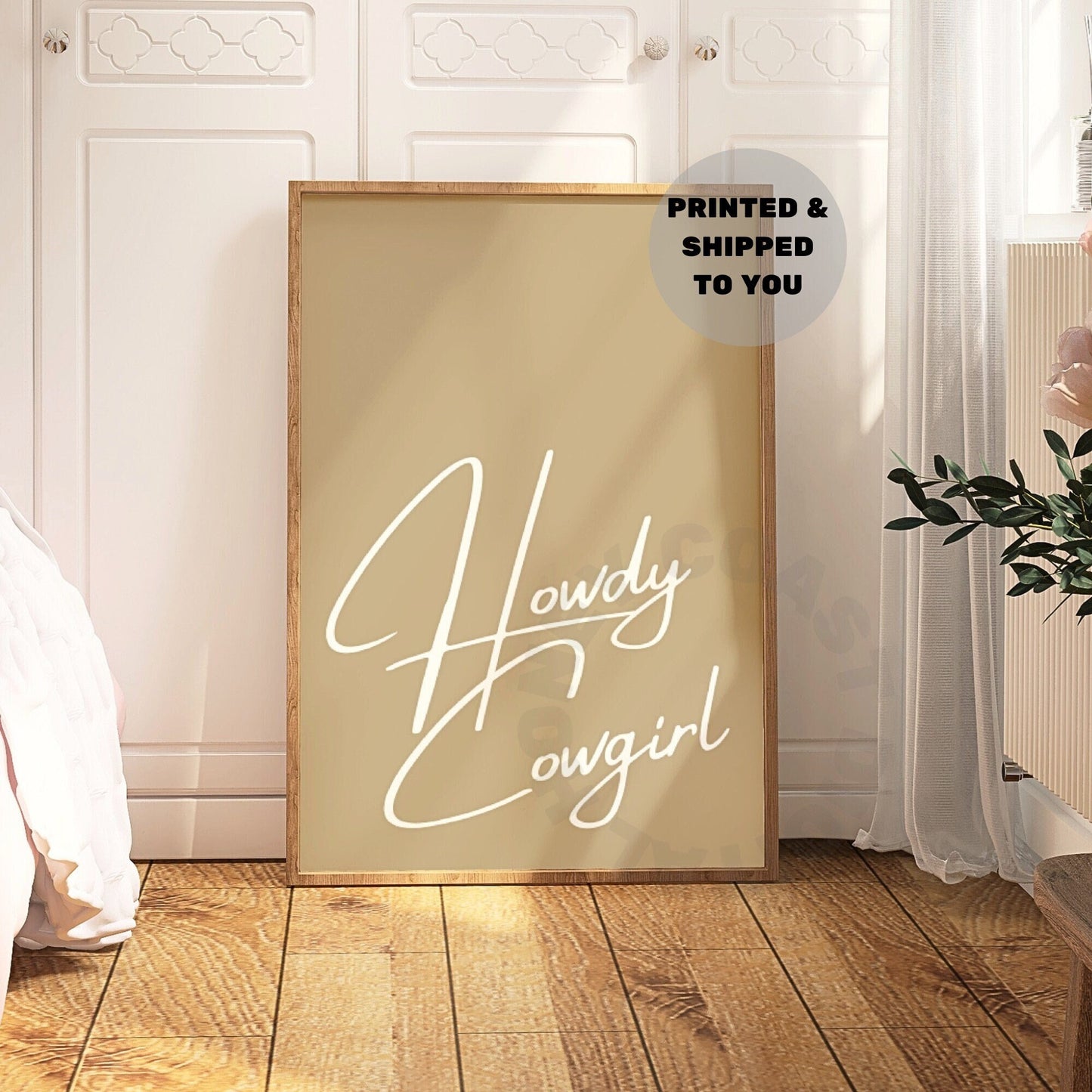 Beige Howdy Cowgirl Poster