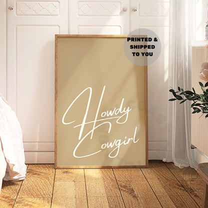 Beige Howdy Cowgirl Poster