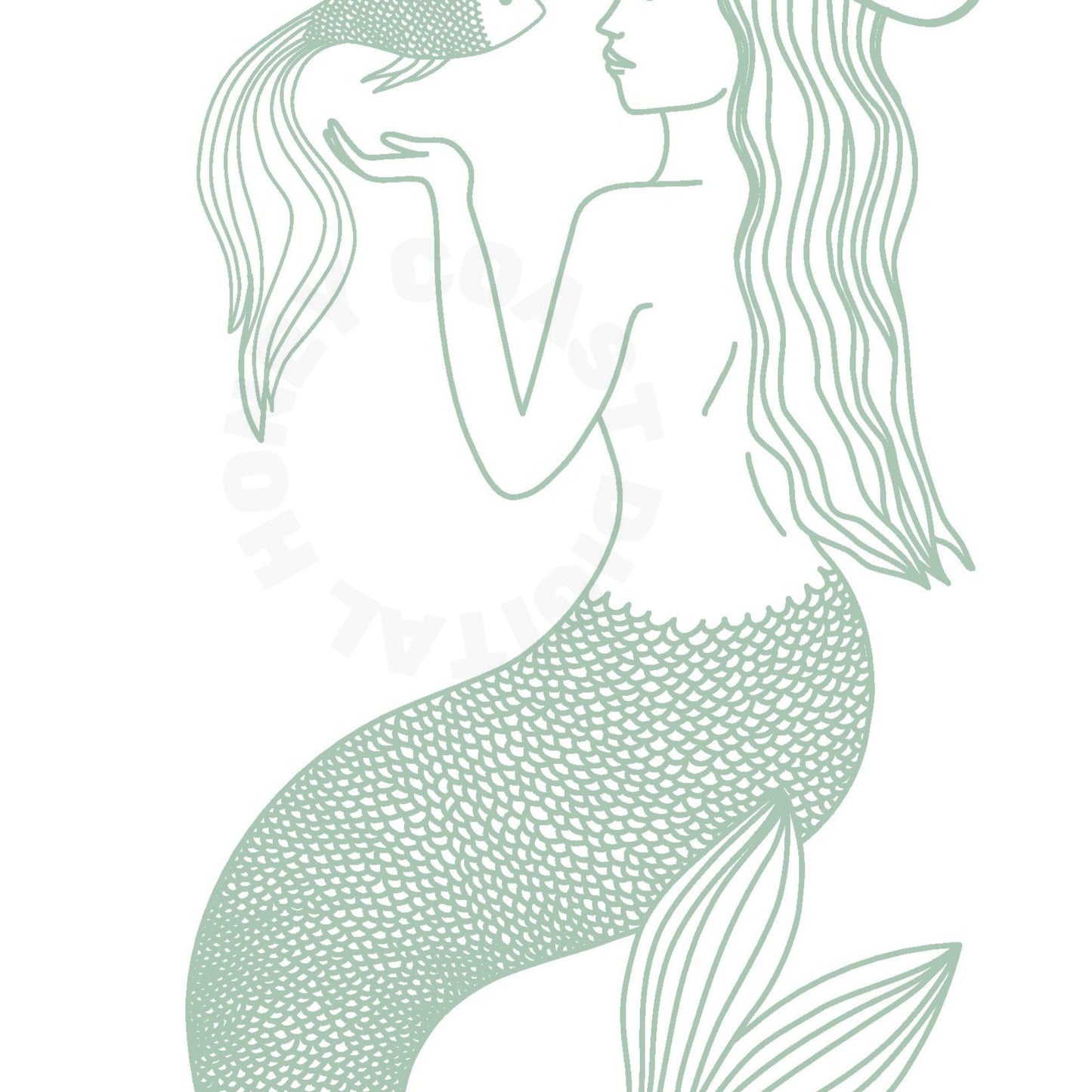 Sage Green Mermaid Cowgirl Poster