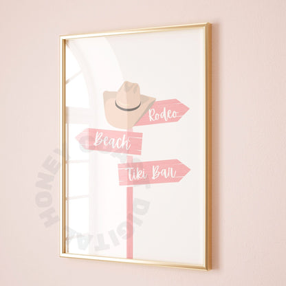 Pink Coastal Cowgirl Beach Sign Digital Prints