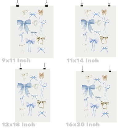 Beige Blue Hair Bows Poster