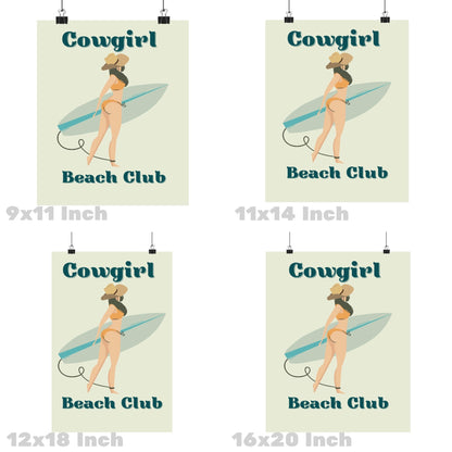 Cowgirl Beach Club Girl Poster