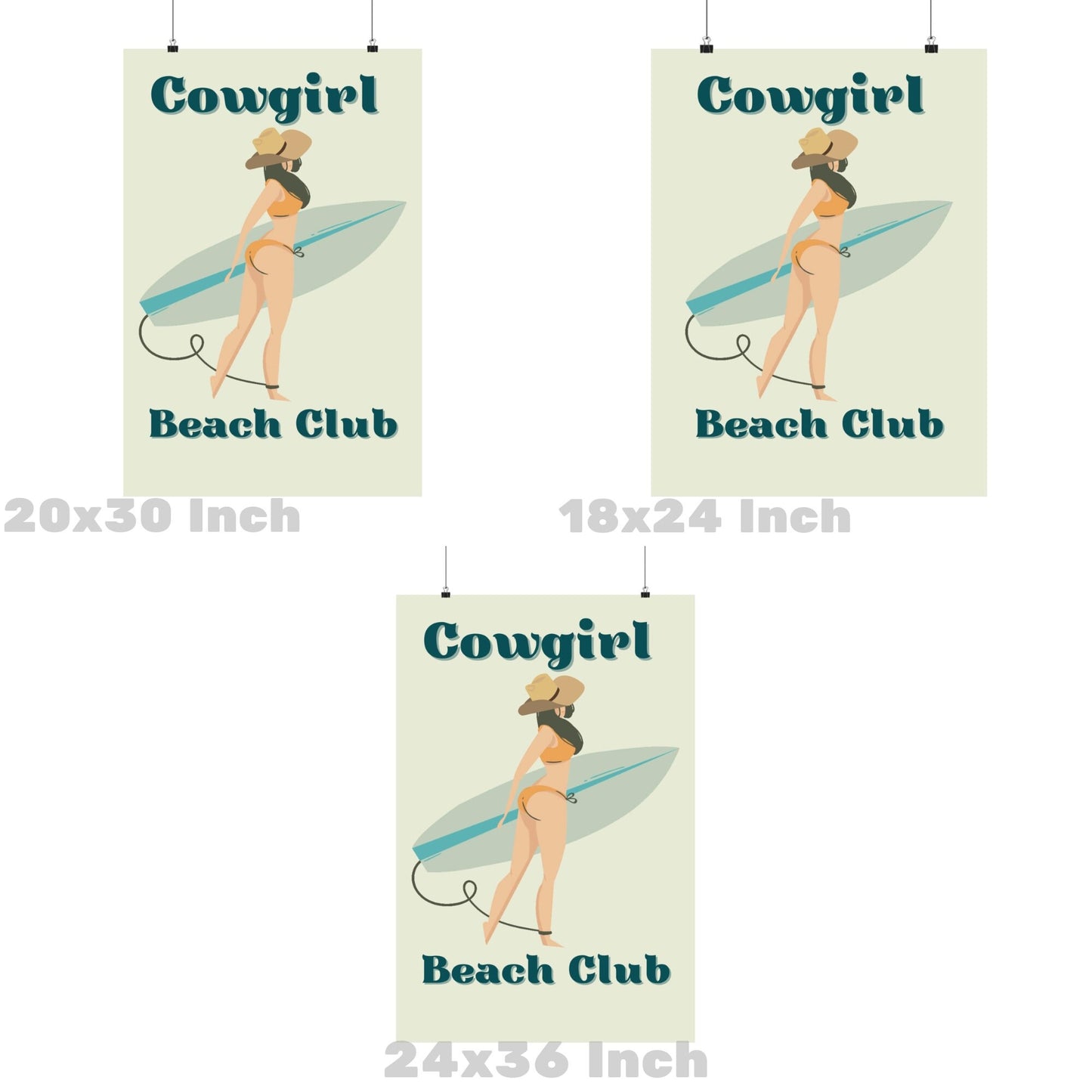 Cowgirl Beach Club Girl Poster