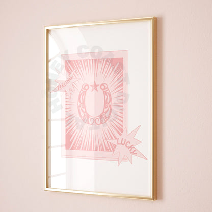 Pink Feeling Lucky Horseshoe Digital Prints