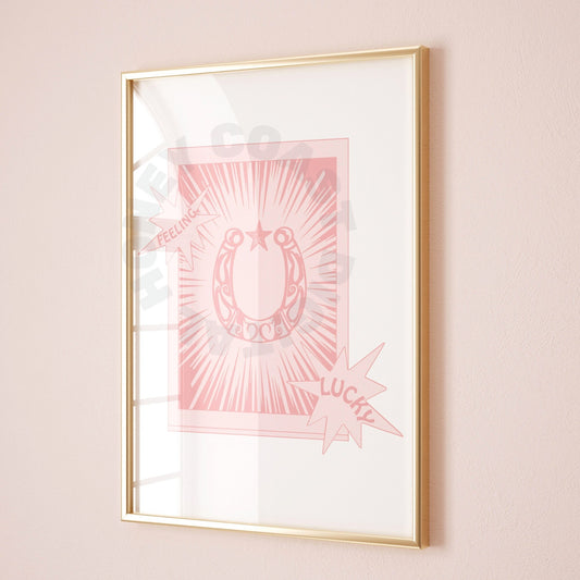 Pink Feeling Lucky Horseshoe Digital Prints