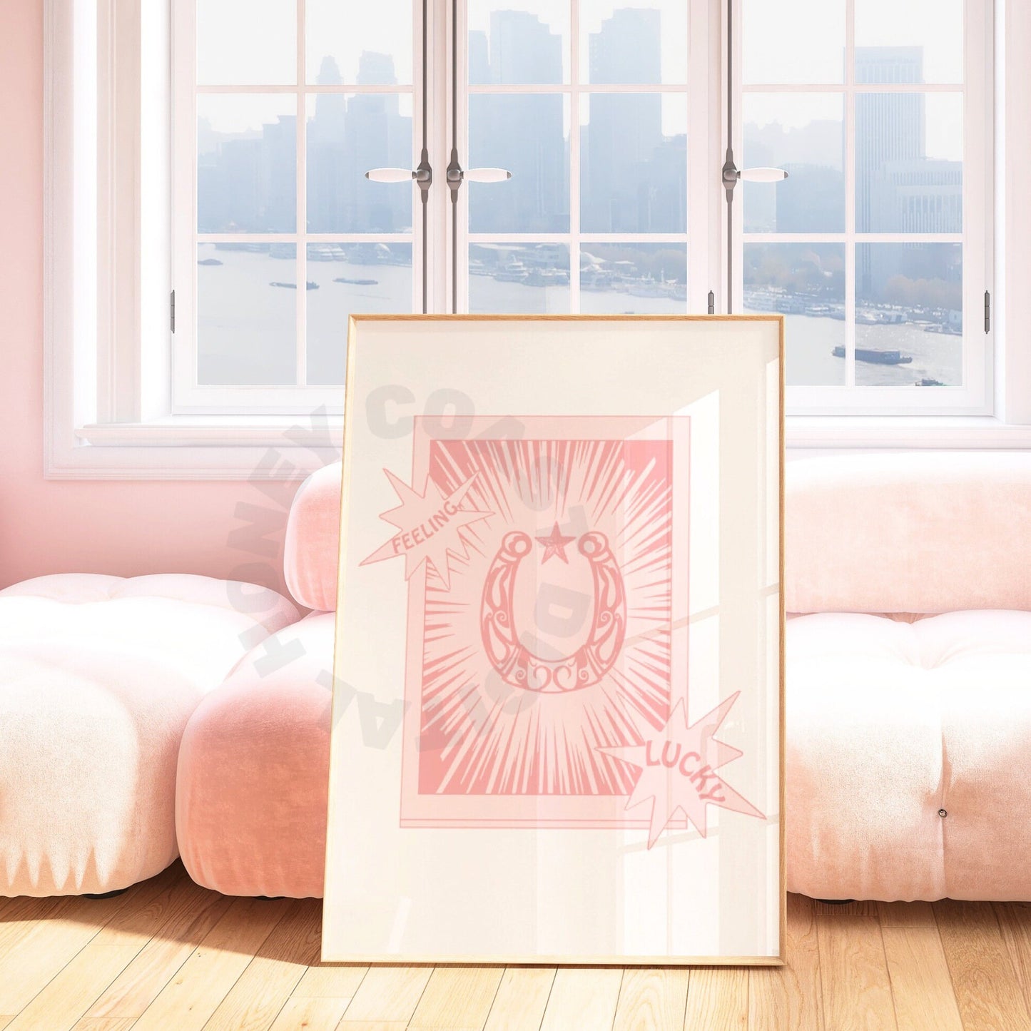 Pink Feeling Lucky Horseshoe Digital Prints