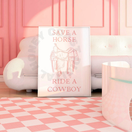 Pink Save A Horse Ride A Cowboy Digital Prints