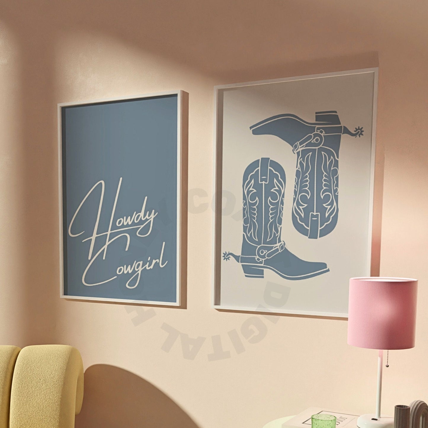 Coastal Blue Cowgirl Digital Prints, Set of 6