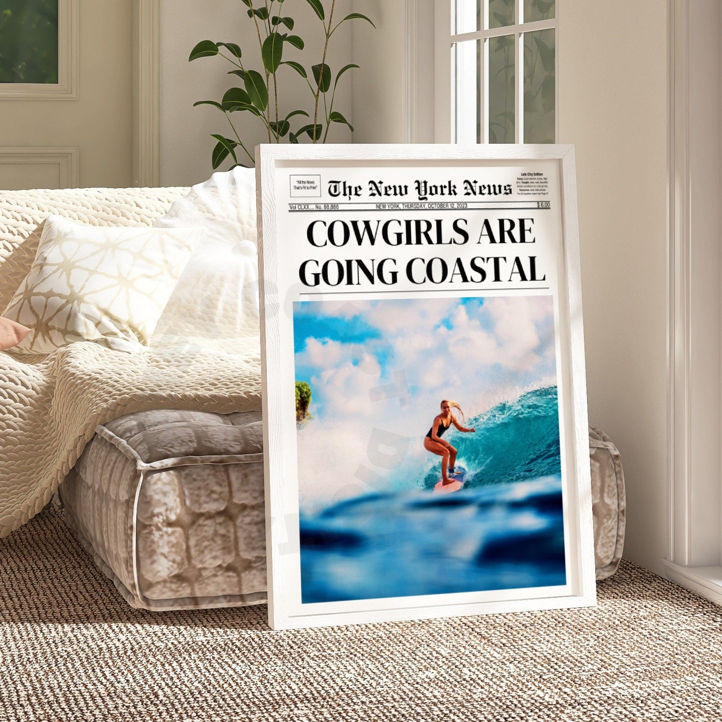 Cowgirls Are Going Coastal Newspaper Digital Prints