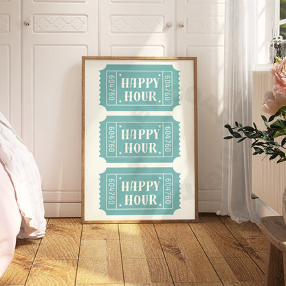 Seafoam Happy Hour Ticket Digital Prints