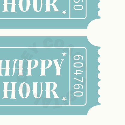 Seafoam Happy Hour Ticket Digital Prints